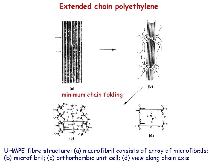 Extended chain polyethylene minimum chain folding UHMPE fibre structure: (a) macrofibril consists of array