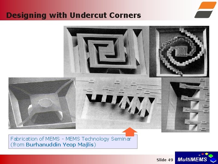 Designing with Undercut Corners Fabrication of MEMS - MEMS Technology Seminar (from Burhanuddin Yeop