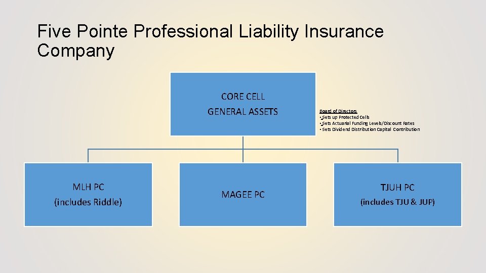 Five Pointe Professional Liability Insurance Company CORE CELL GENERAL ASSETS MLH PC (includes Riddle)