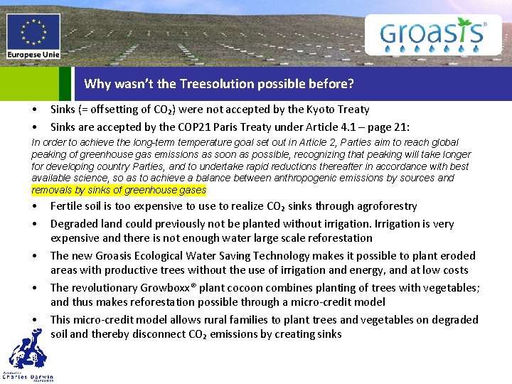 Why wasn’t the Treesolution possible before? • • Sinks (= offsetting of CO₂) were