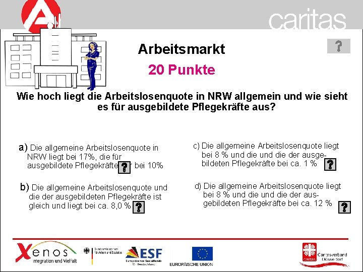 Arbeitsmarkt 20 Punkte Wie hoch liegt die Arbeitslosenquote in NRW allgemein und wie sieht