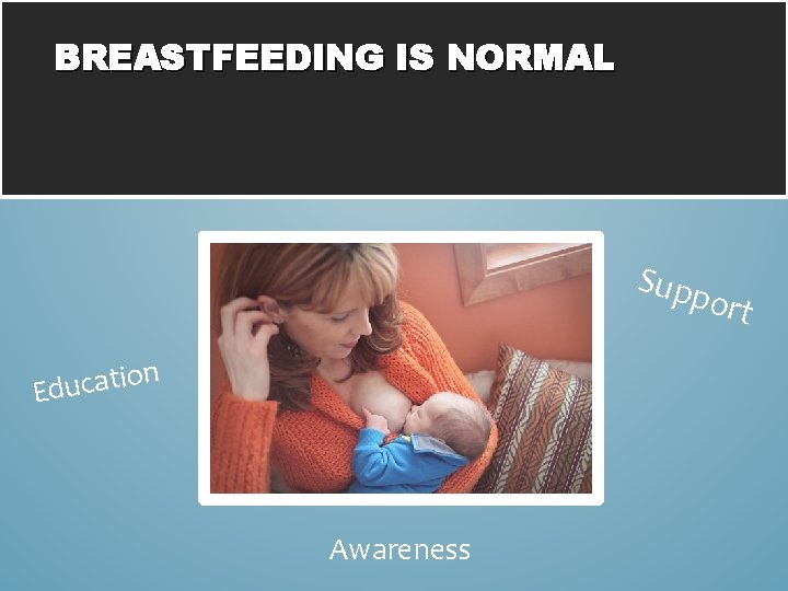 BREASTFEEDING IS NORMAL Supp ort n o i t a c u Ed Awareness