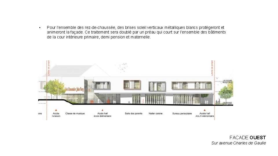  • Pour l’ensemble des rez-de-chaussée, des brises soleil verticaux métalliques blancs protégeront et