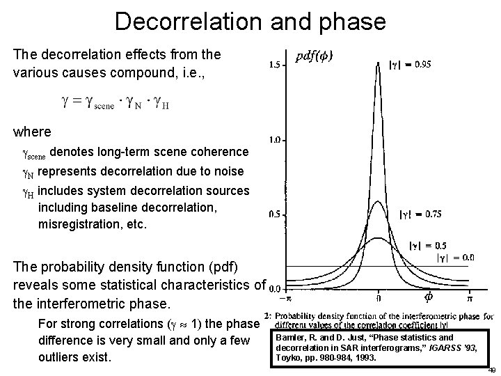 Decorrelation and phase The decorrelation effects from the various causes compound, i. e. , Decorrelation and phase The decorrelation effects from the various causes compound, i. e. ,