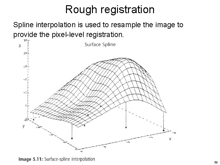 Rough registration Spline interpolation is used to resample the image to provide the pixel-level