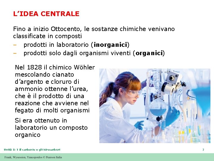 L’IDEA CENTRALE Fino a inizio Ottocento, le sostanze chimiche venivano classificate in composti –