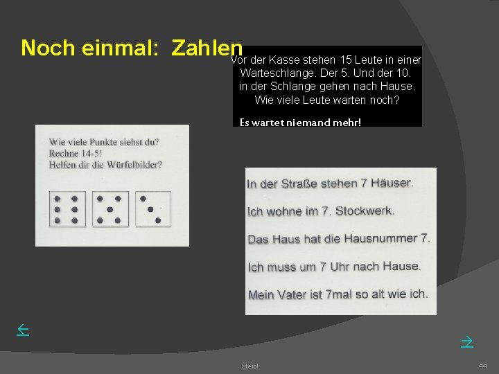 Noch einmal: Zahlen Vor der Kasse stehen 15 Leute in einer Warteschlange. Der 5.