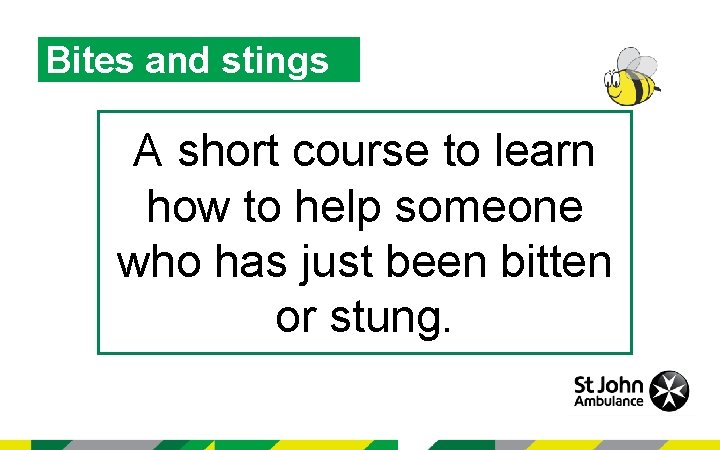 Bites and stings A short course to learn how to help someone who has