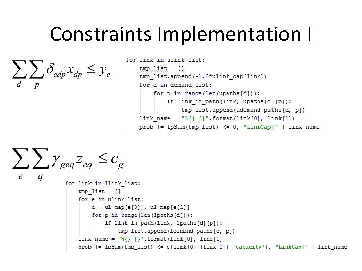 Constraints Implementation I 