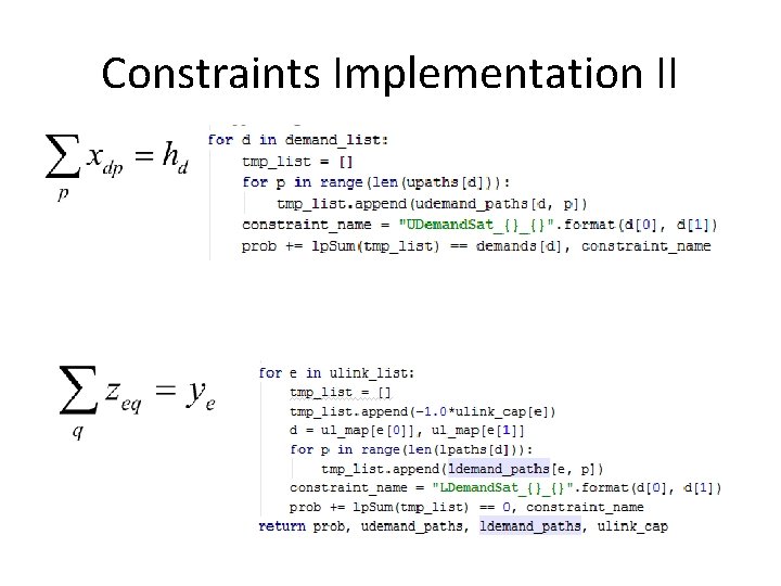 Constraints Implementation II 