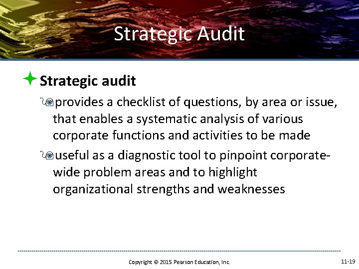 Strategic Audit ªStrategic audit 9 provides a checklist of questions, by area or issue, Strategic Audit ªStrategic audit 9 provides a checklist of questions, by area or issue,