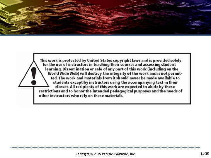 Copyright © 2015 Pearson Education, Inc. 11 -35  Copyright © 2015 Pearson Education, Inc. 11 -35