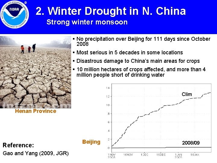 2. Winter Drought in N. China Strong winter monsoon § No precipitation over Beijing