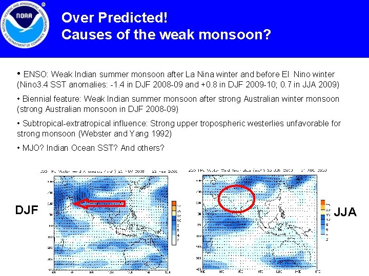 Over Predicted! Causes of the weak monsoon? • ENSO: Weak Indian summer monsoon after