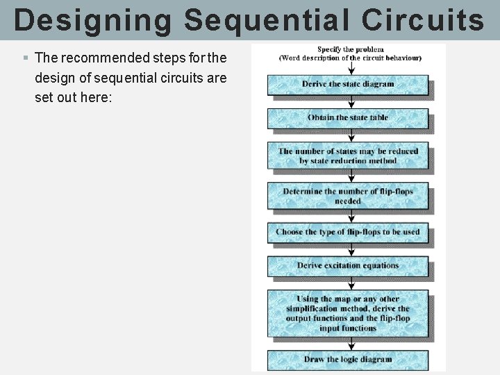 Designing Sequential Circuits § The recommended steps for the design of sequential circuits are