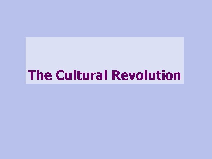 The Cultural Revolution 