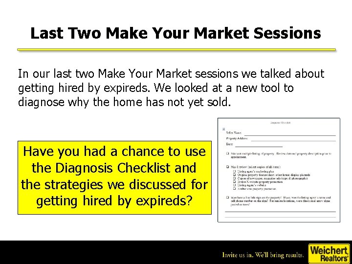 Last Two Make Your Market Sessions In our last two Make Your Market sessions