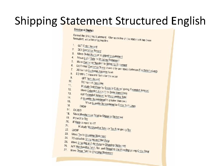 Shipping Statement Structured English 