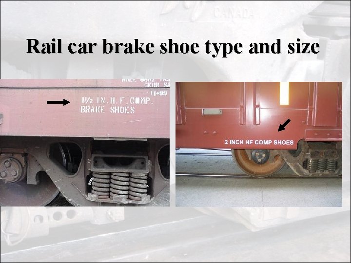 Rail car brake shoe type and size 