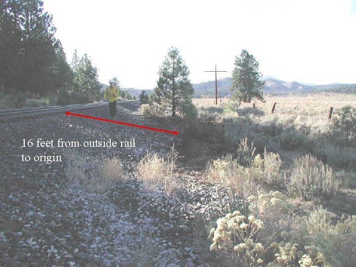 16 feet from outside rail to origin 16 feet from outside rail to origin