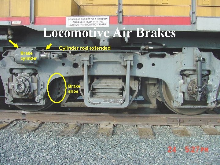 Locomotive Air Brakes Cylinder rod extended Brake cylinder Brake shoe 