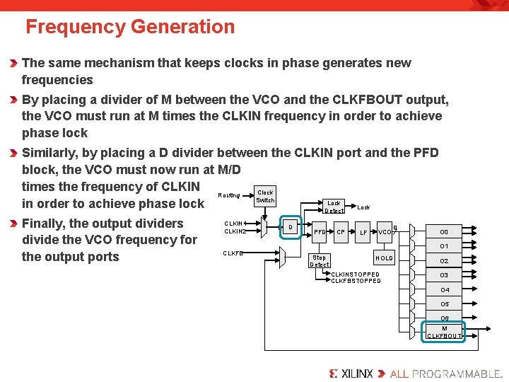 Frequency Generation The same mechanism that keeps clocks in phase generates new frequencies By