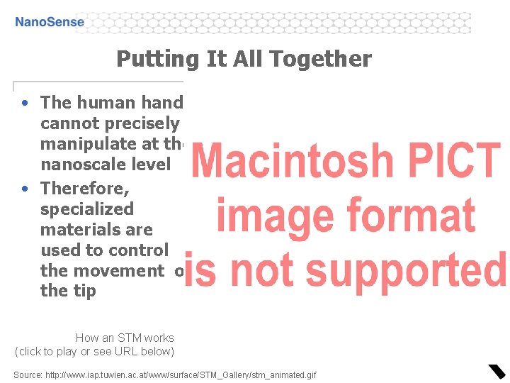 Putting It All Together • The human hand cannot precisely manipulate at the nanoscale