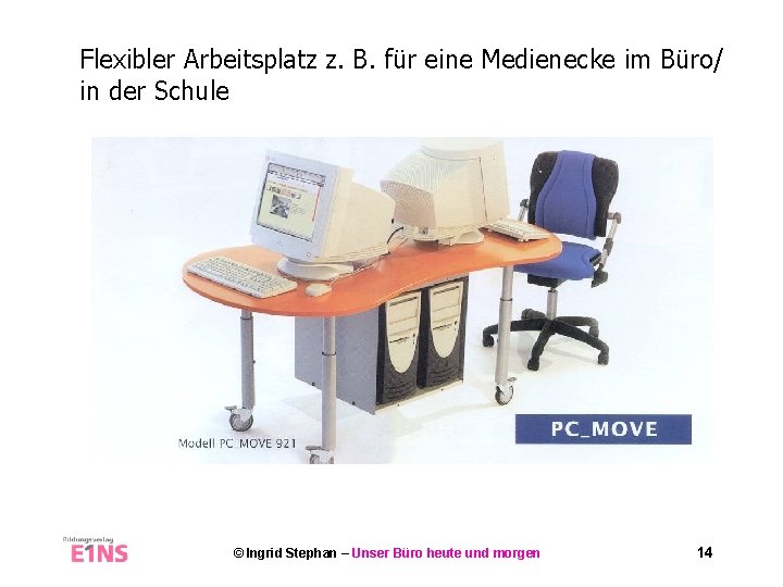 Flexibler Arbeitsplatz z. B. für eine Medienecke im Büro/ in der Schule © Ingrid