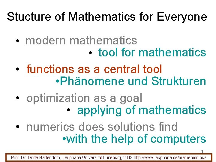 Stucture of Mathematics for Everyone • modern mathematics • tool for mathematics • functions