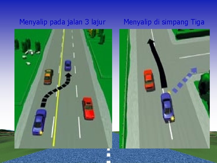 Menyalip pada jalan 3 lajur Menyalip di simpang Tiga 