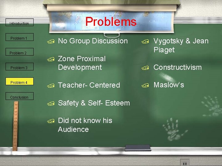 Problems Introduction Problem 1 / No Group Discussion / Vygotsky & Jean Piaget /