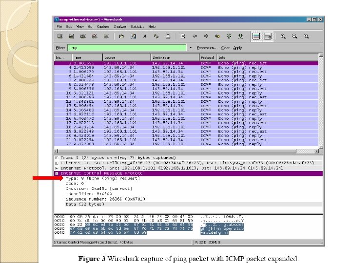 In wireshark Sender : echo-request( type 8 ) Receiver : echo-reply( type 0 )