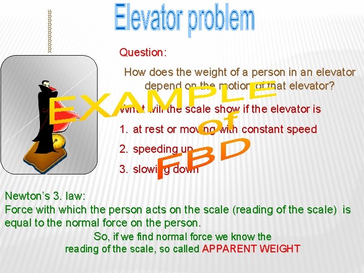 Question: How does the weight of a person in an elevator depend on the