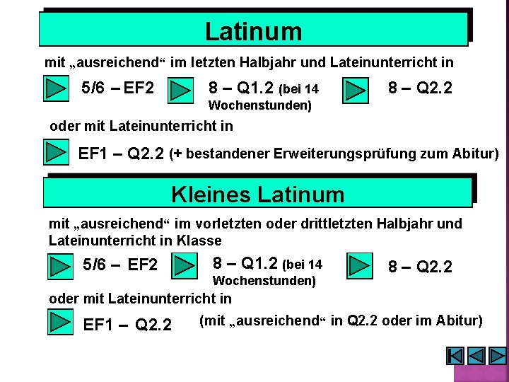 Latinum mit „ausreichend“ im letzten Halbjahr und Lateinunterricht in 5/6 – EF 2 8 Latinum mit „ausreichend“ im letzten Halbjahr und Lateinunterricht in 5/6 – EF 2 8