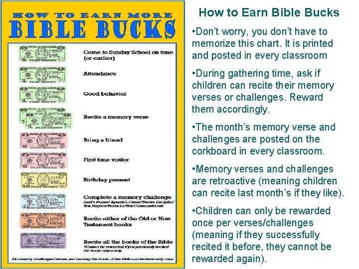 How to Earn Bible Bucks • Don’t worry, you don’t have to memorize this