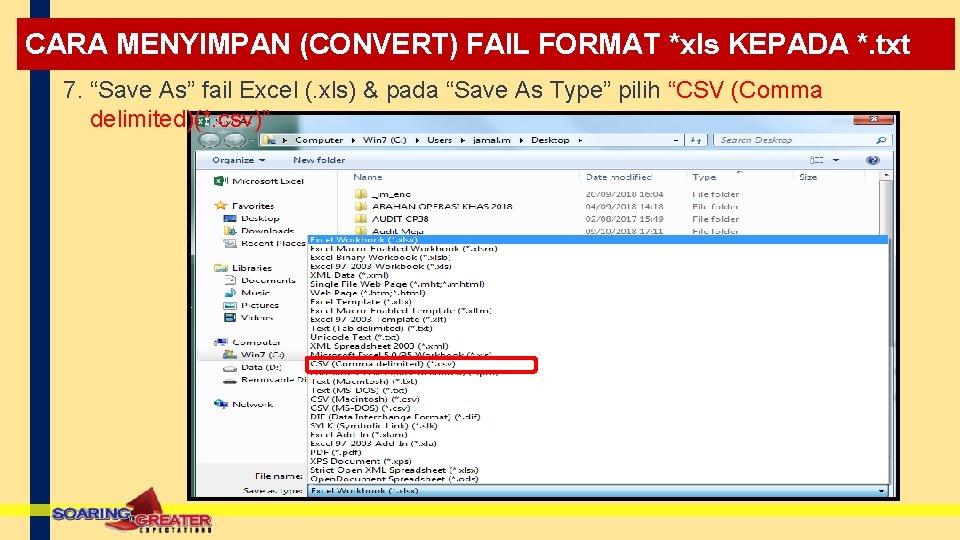 CARA MENYIMPAN (CONVERT) FAIL FORMAT *xls KEPADA *. txt 7. “Save As” fail Excel