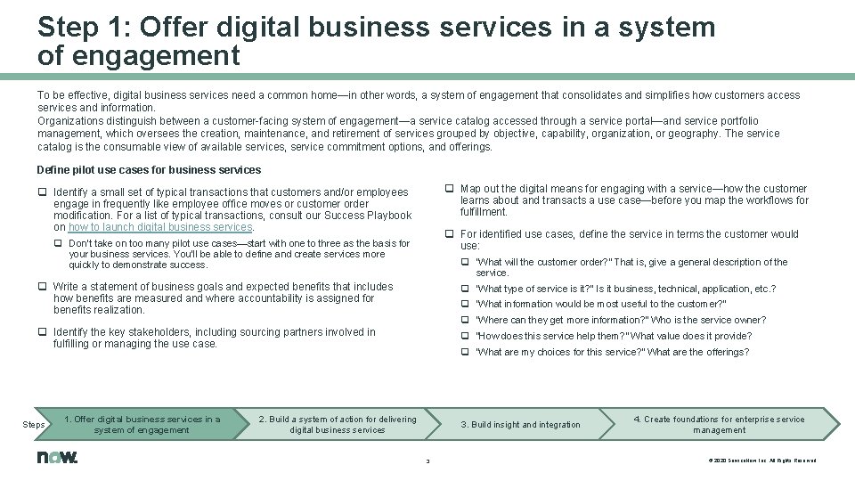 Step 1: Offer digital business services in a system of engagement To be effective,