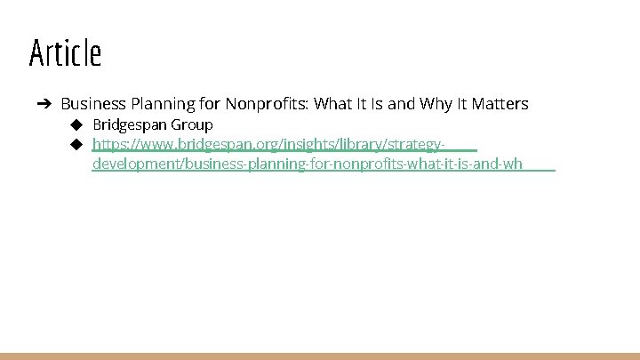 Article ➔ Business Planning for Nonprofits: What It Is and Why It Matters ◆