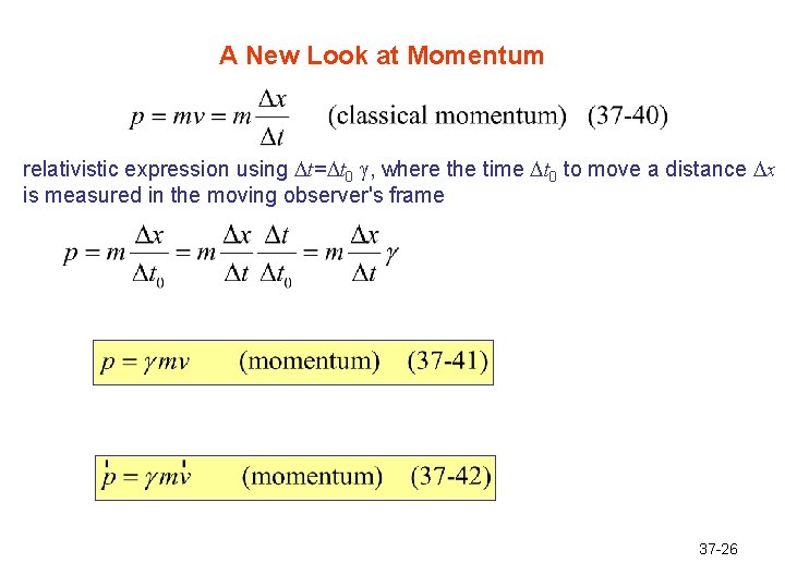 A New Look at Momentum relativistic expression using Dt=Dt 0 g, where the time
