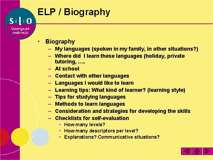 ELP / Biography • Biography – My languages (spoken in my family, in other