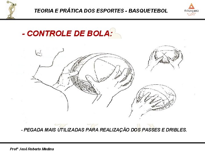 TEORIA E PRÁTICA DOS ESPORTES - BASQUETEBOL - CONTROLE DE BOLA: - PEGADA MAIS
