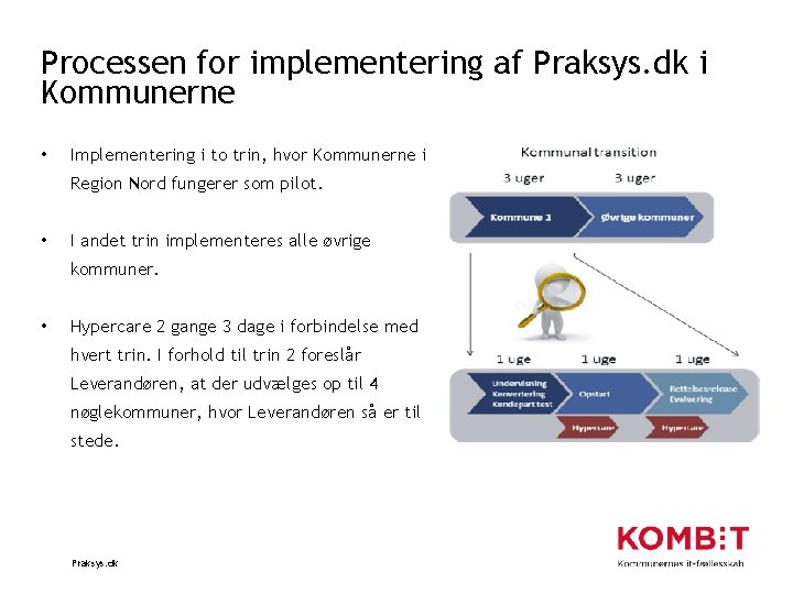 Processen for implementering af Praksys. dk i Kommunerne • Implementering i to trin, hvor