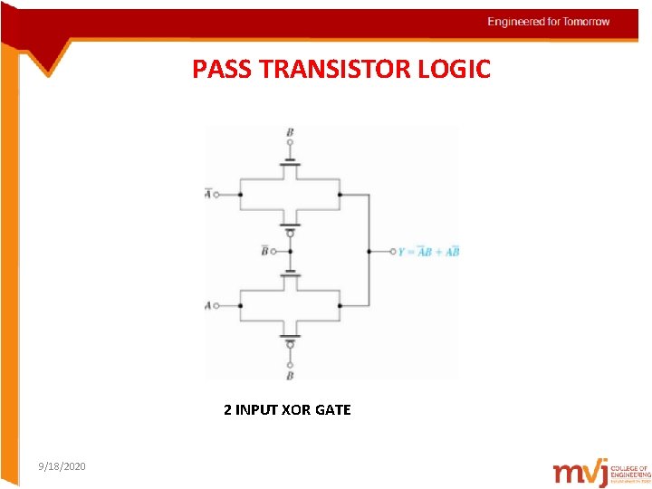 PASS TRANSISTOR LOGIC 2 INPUT XOR GATE 9/18/2020 