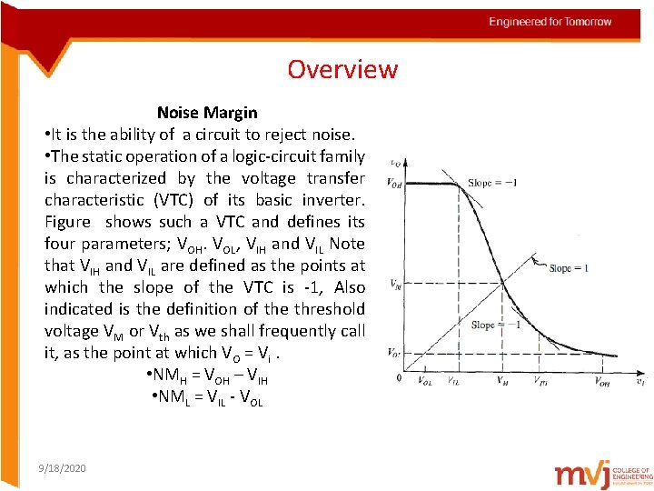 Overview Noise Margin • It is the ability of a circuit to reject noise.