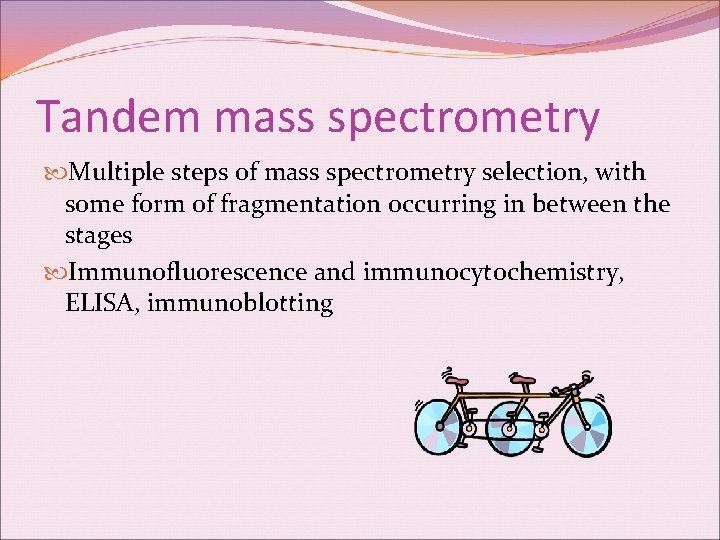 Tandem mass spectrometry Multiple steps of mass spectrometry selection, with some form of fragmentation