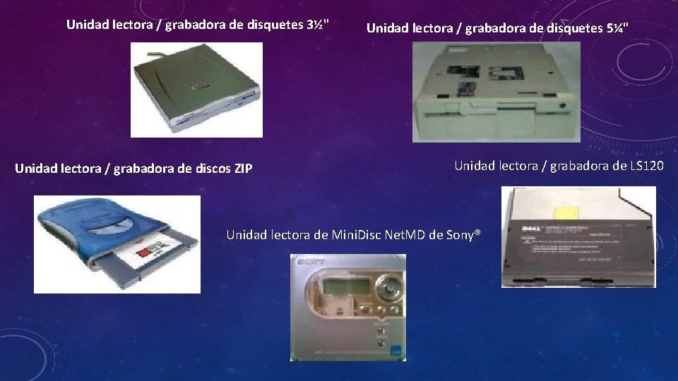 Unidad lectora / grabadora de disquetes 3½" Unidad lectora / grabadora de discos ZIP