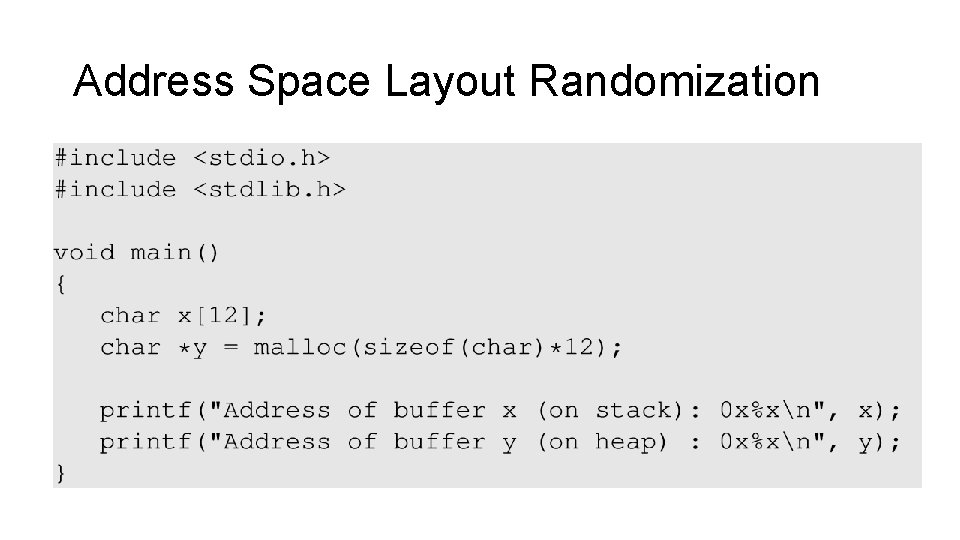 Address Space Layout Randomization 