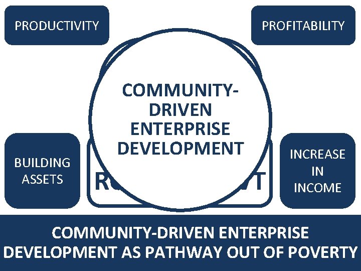 PRODUCTIVITY PROFITABILITY RESOURCES BUILDING ASSETS COMMUNITYDRIVENMARKET ENTERPRISE DEVELOPMENT BRIDGING ROLE OF GOVT INCREASE IN