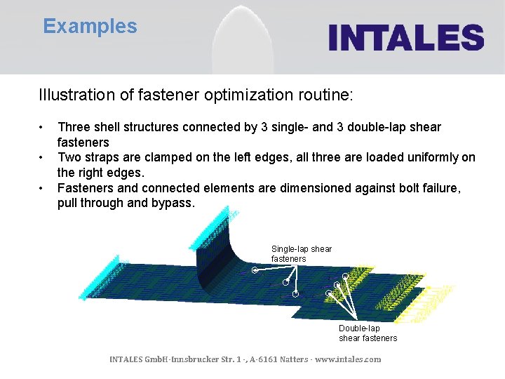 Examples Illustration of fastener optimization routine: • • • Three shell structures connected by