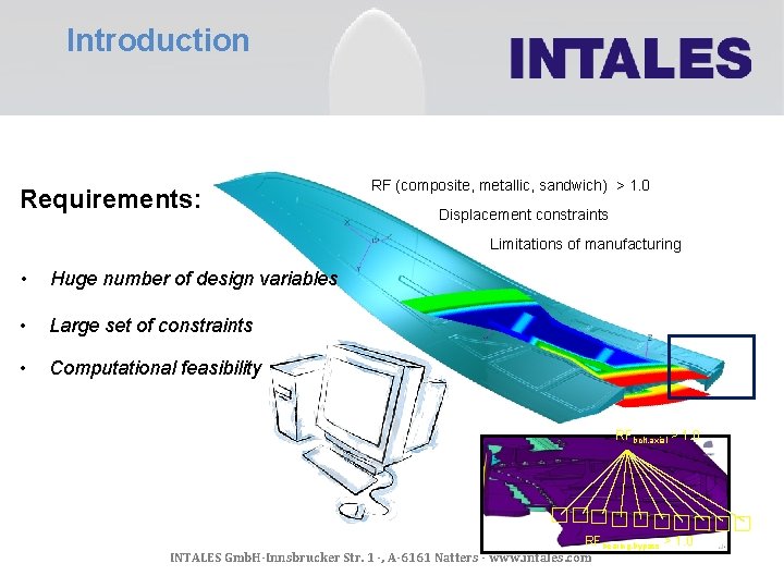 Introduction Requirements: RF (composite, metallic, sandwich) > 1. 0 Displacement constraints Limitations of manufacturing